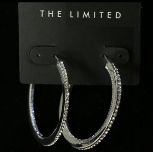 ***🎉SALE⭐Silver Paved Crystal Hoop Earrings,